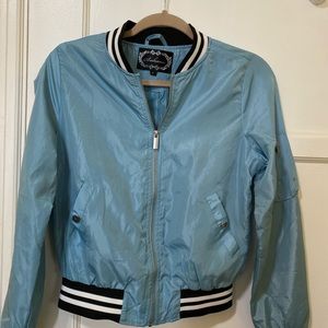 Papaya sky blue bomber jacket